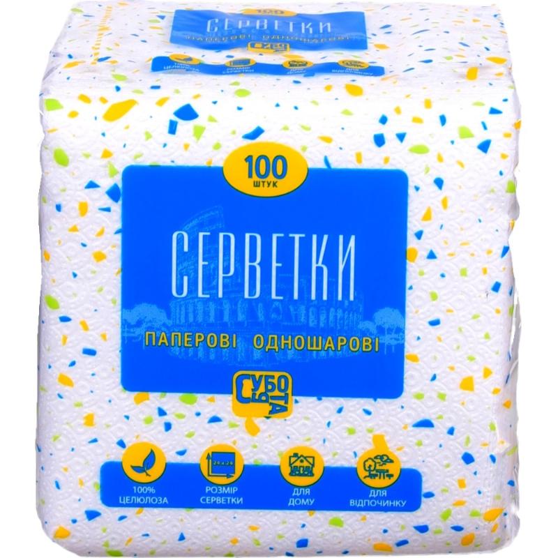 Серветки Субота білі 100 шт.
